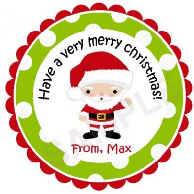 Cute Polka Dot Santa Personalized Stickers