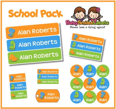 Adorable Dinosaurs School Labels Pack