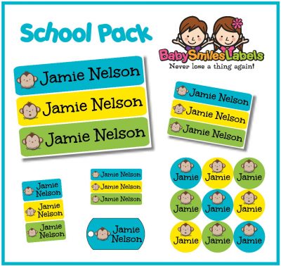 Adorable Monkey Boy School Labels Pack