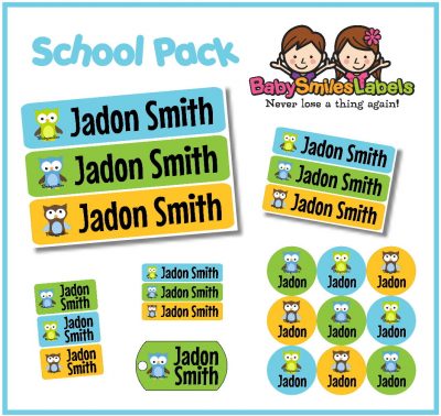 Adorable Owl Boy School Labels Pack