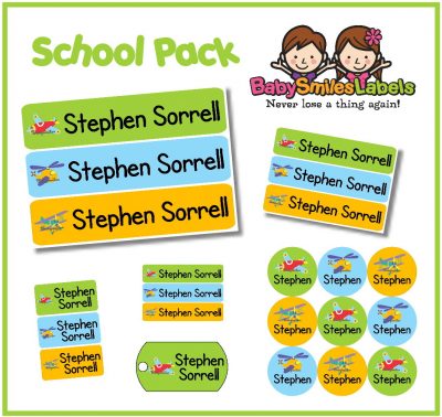 Airplanes School Labels Pack