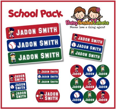 Baseball Allstars School Labels Pack