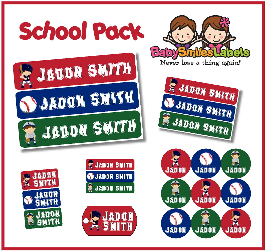 Baseball Allstars School Labels Pack
