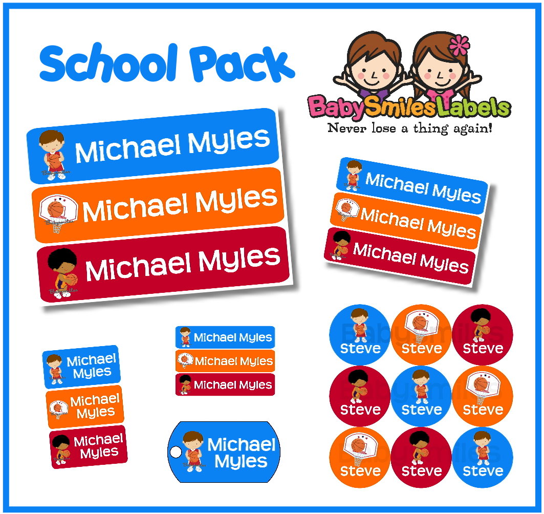 Basketball Allstars School Labels Pack