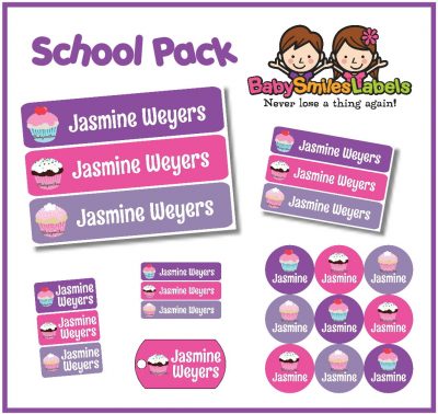 Sweet Cupcakes School Labels Pack