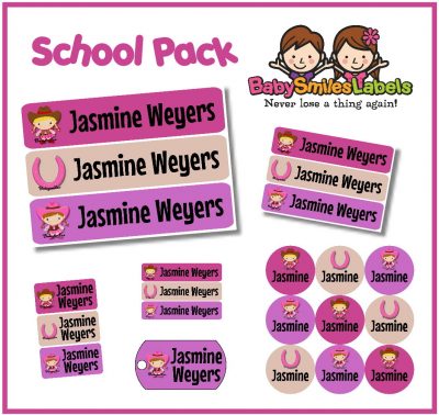 Lil Cool Cowgirls School Labels Pack
