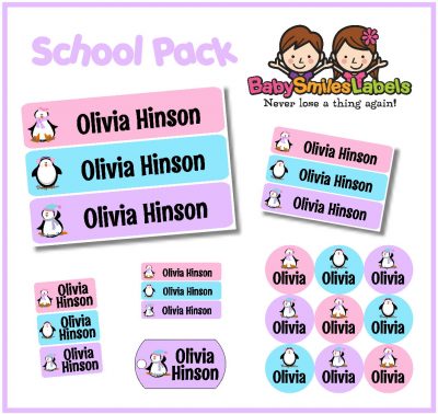 Cute Penguin School Labels Pack
