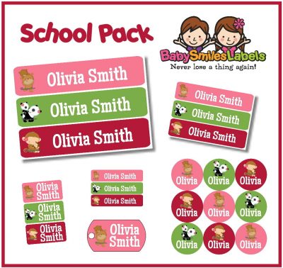 Cutie Animal Family School Labels Pack