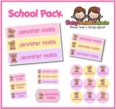 Cutie Bear School Labels Pack