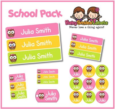 Cutie Owl School Labels Pack