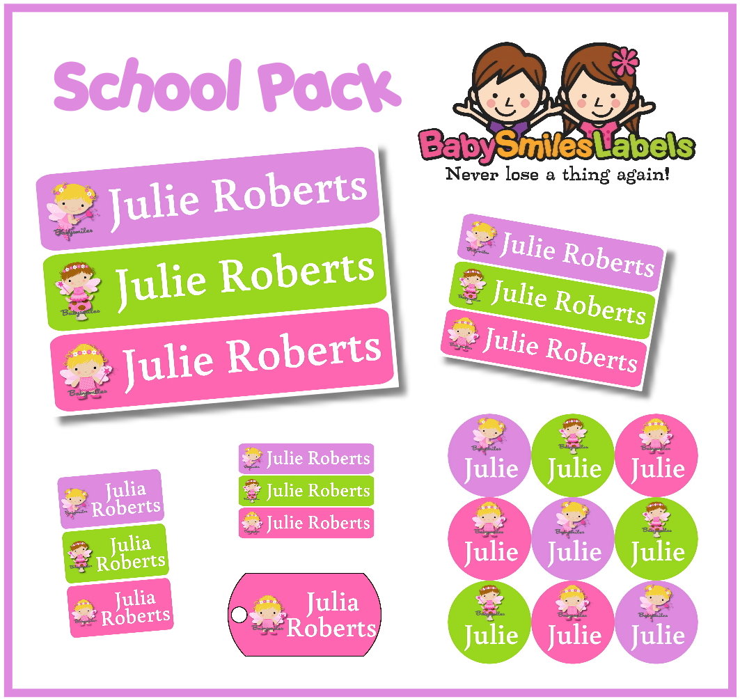 Fairy Girl School Labels Pack