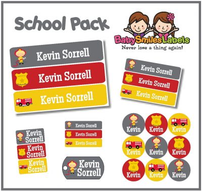 Firefighter Hero School Labels Pack