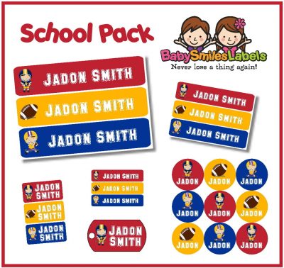 Football Allstars School Labels Pack