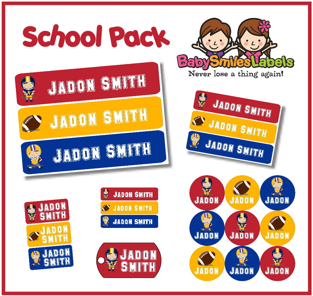 Football Allstars School Labels Pack