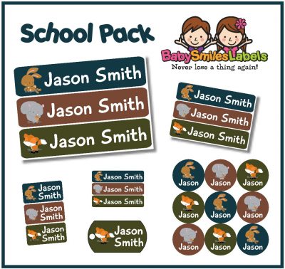 Cute Forest Animals School Labels Pack
