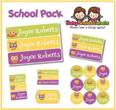 Funky Owl School Labels Pack