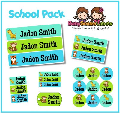 Happy Safari School Labels Pack