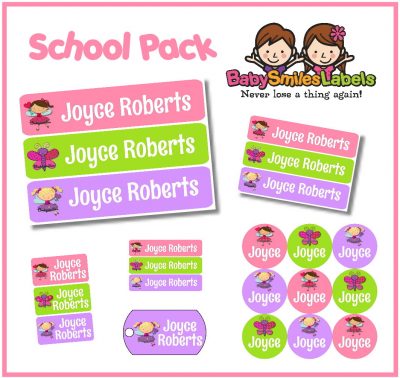 Lil Cute Girls School Labels Pack