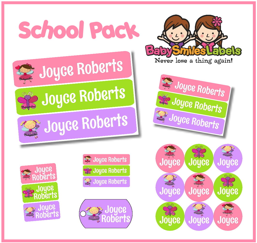 Lil Cute Girls School Labels Pack