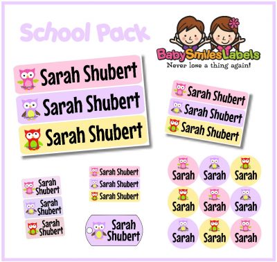 Owl Girl School Labels Pack