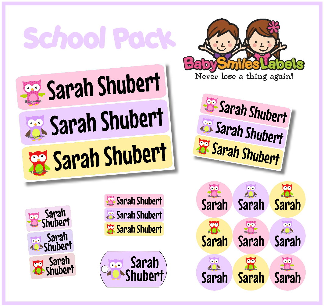 Owl Girl School Labels Pack
