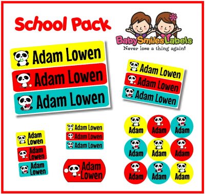 Panda Love School Labels Pack