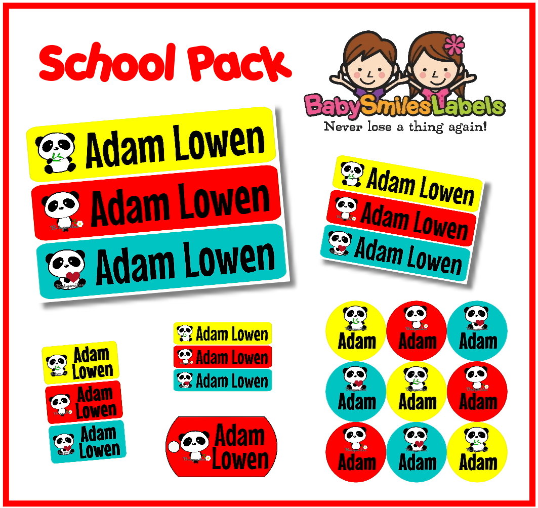 Panda Love School Labels Pack