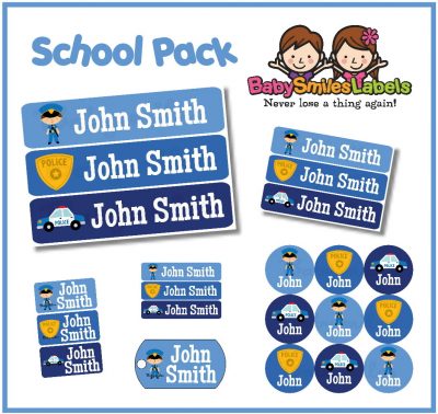 Police Heros School Labels Pack