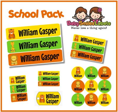 Safari Animals School Labels Pack