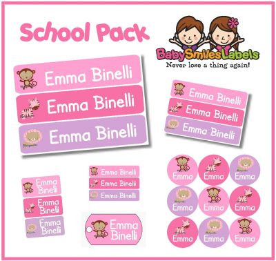 Safari Girl School Labels Pack