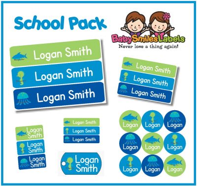 Seaworld Animal Boy School Labels Pack