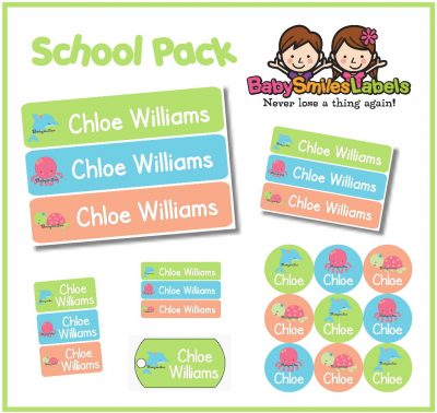 Seaworld Animal Girl School Labels Pack
