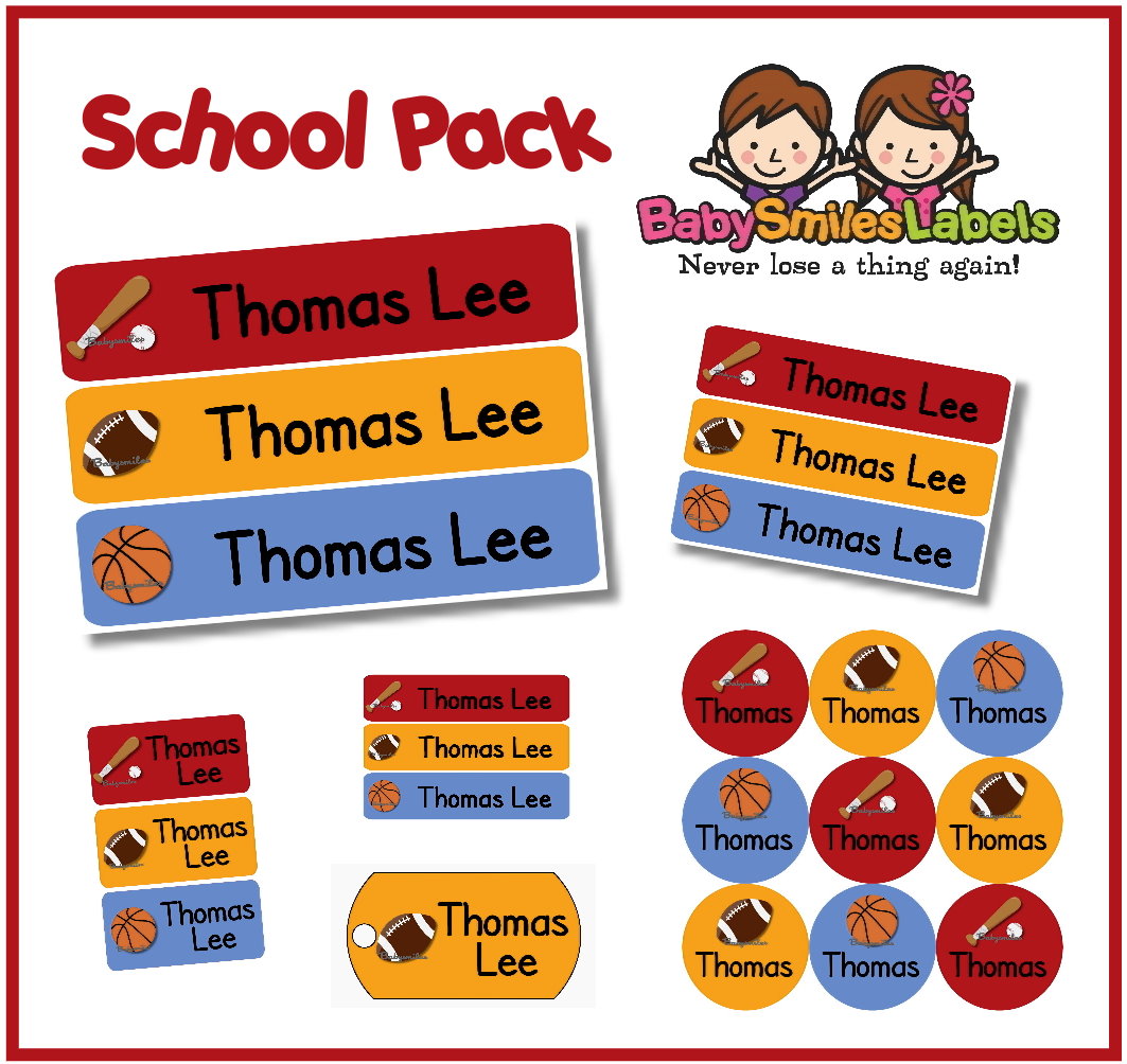 Sports Allstar School Labels Pack