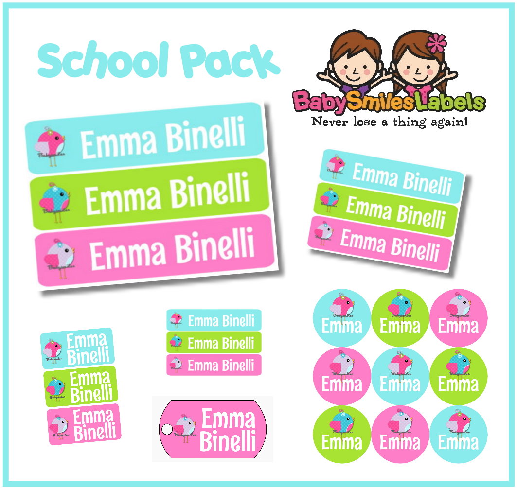 Sweet Birds School Labels Pack
