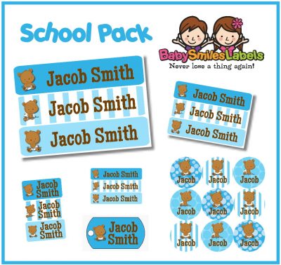 Teddy Bear Boy School Labels Pack