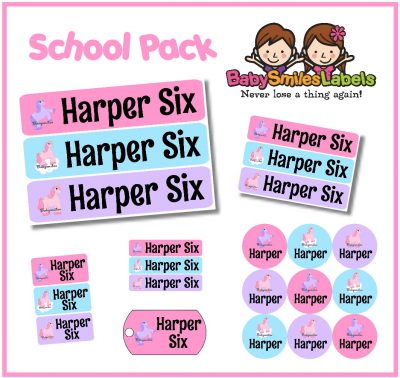 Unicorns School Labels Pack
