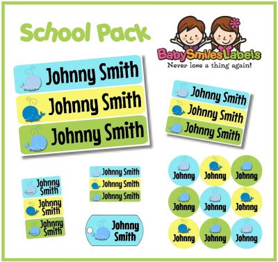 Whales School Labels Pack