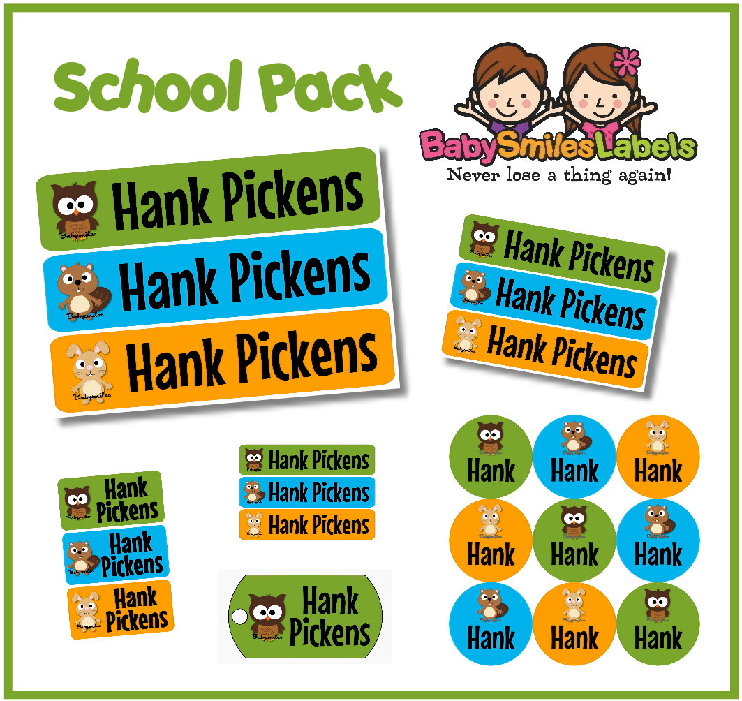 Adorable Woodland Friends School Labels Pack