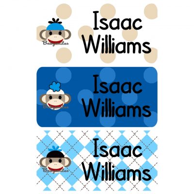 Sock Monkey Boy Clothing Tag Labels