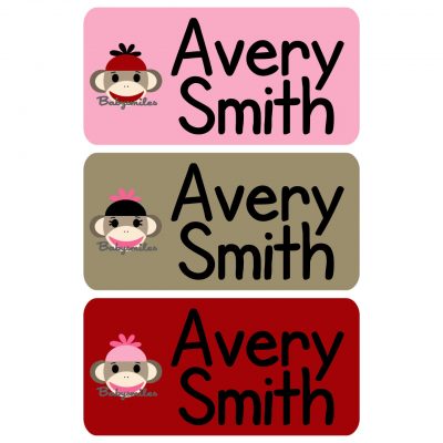 Sock Monkey Girl Clothing Tag Labels