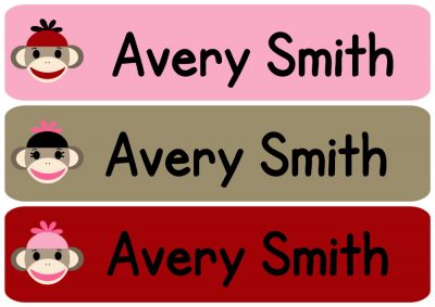 Sock Monkey Girl Iron On Clothing Labels