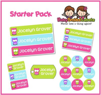 Cute Owl Girl Starter Labels Pack