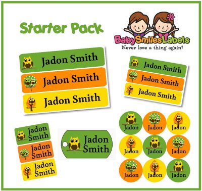 Tree Owl Boy Starter Labels Pack
