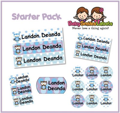 Polka Dot Owl Boy Starter Labels Pack
