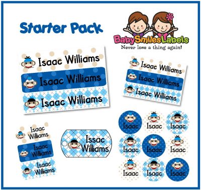 Sock Monkey Boy Starter Labels Pack