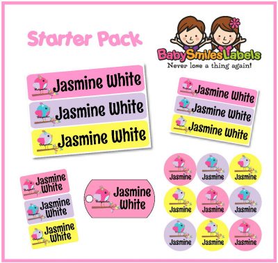 Super Cute Girly Birds Starter Labels Pack