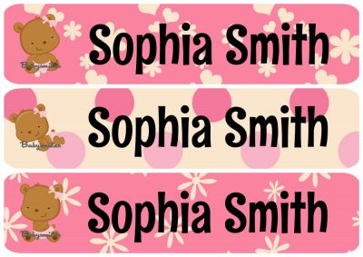 Teddy Bear Girl Rectangle Personalized Name Labels
