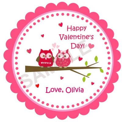 Valentine's Day Love Owls Personalized Stickers