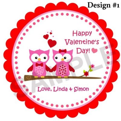 Valentine's Day Lover Owls 2 Personalized Stickers