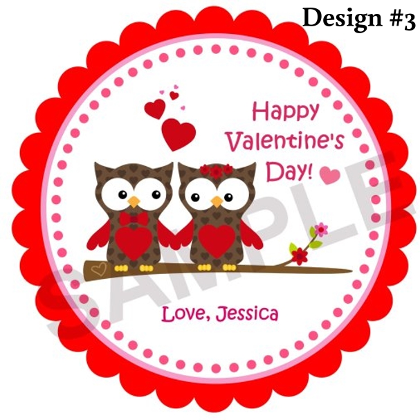 Valentine's Day Lover Owls 2 Personalized Stickers - Image 3